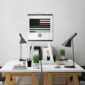 "A Thin Red, Black and Green Line" Hanging Canvas Print