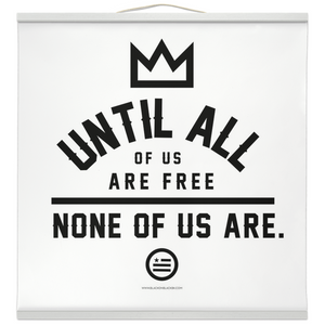 "None Of Us" Hanging Canvas Print - White