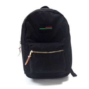 Black On Black Backpack - "A Thin Red, Black and Green Line"